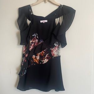 Black flutter sleeve top, size XS